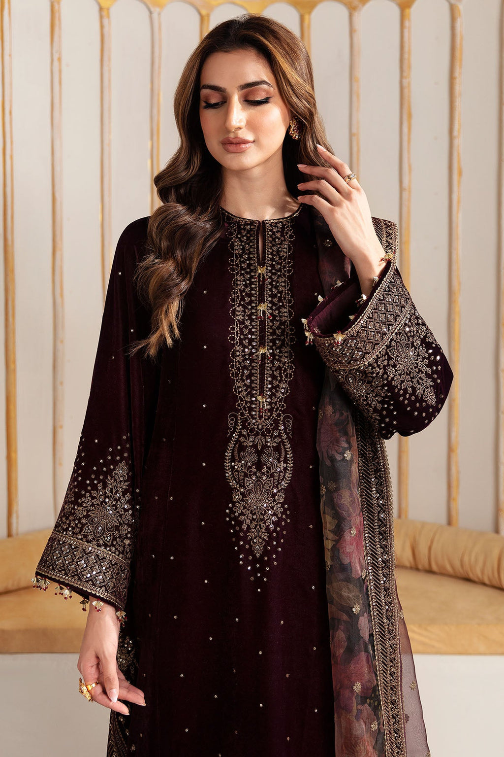 Embroidered Velvet Formal VF-2012