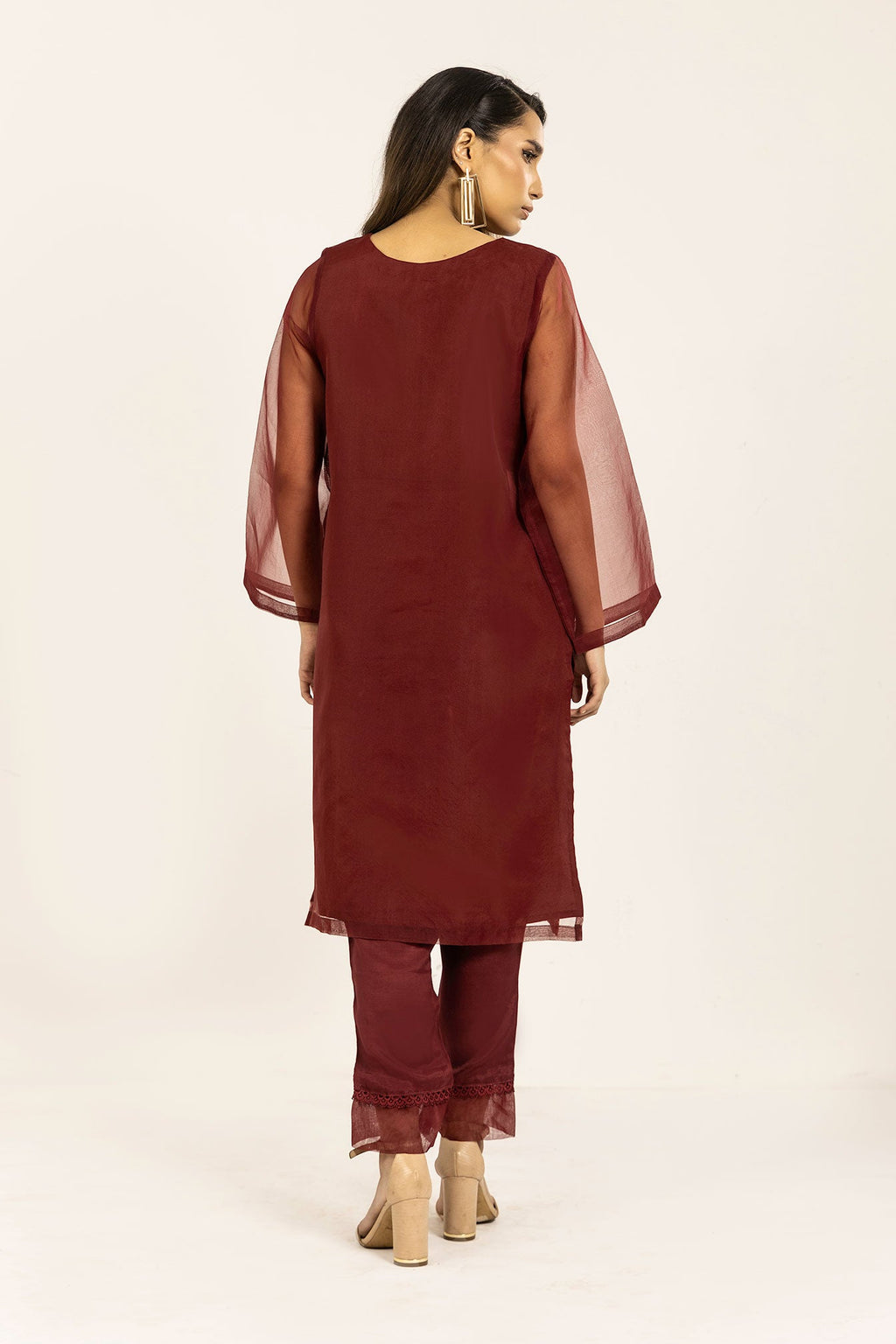 DA-1836 MAROON EMBROIDERED KURTA