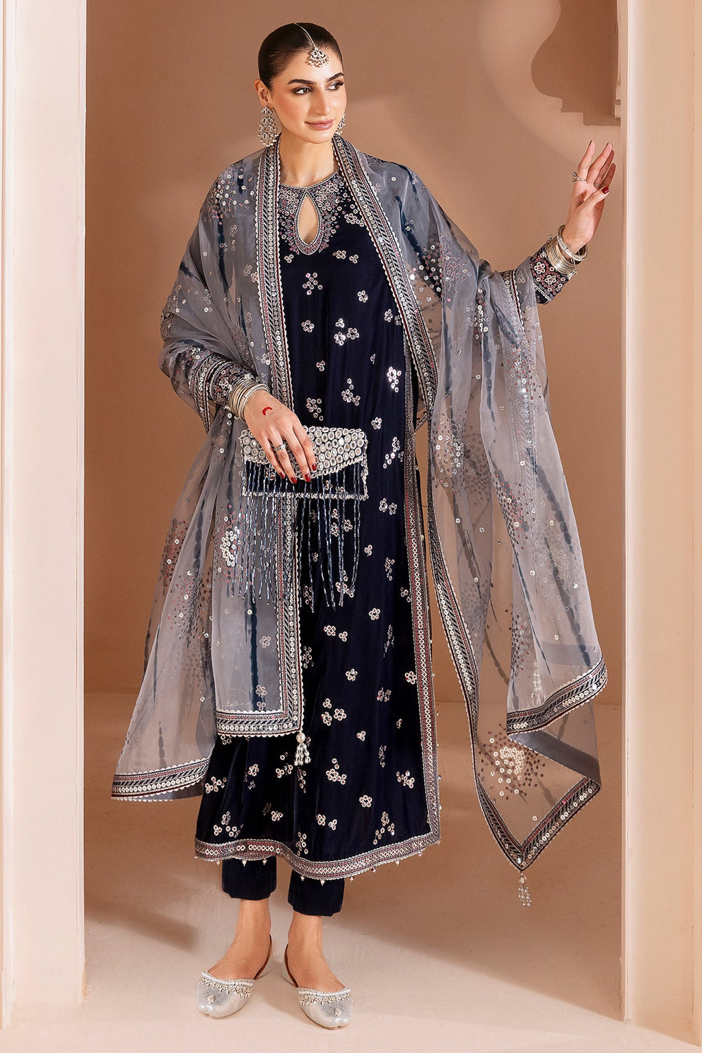 Embroidered Velvet Formal CVF D-03