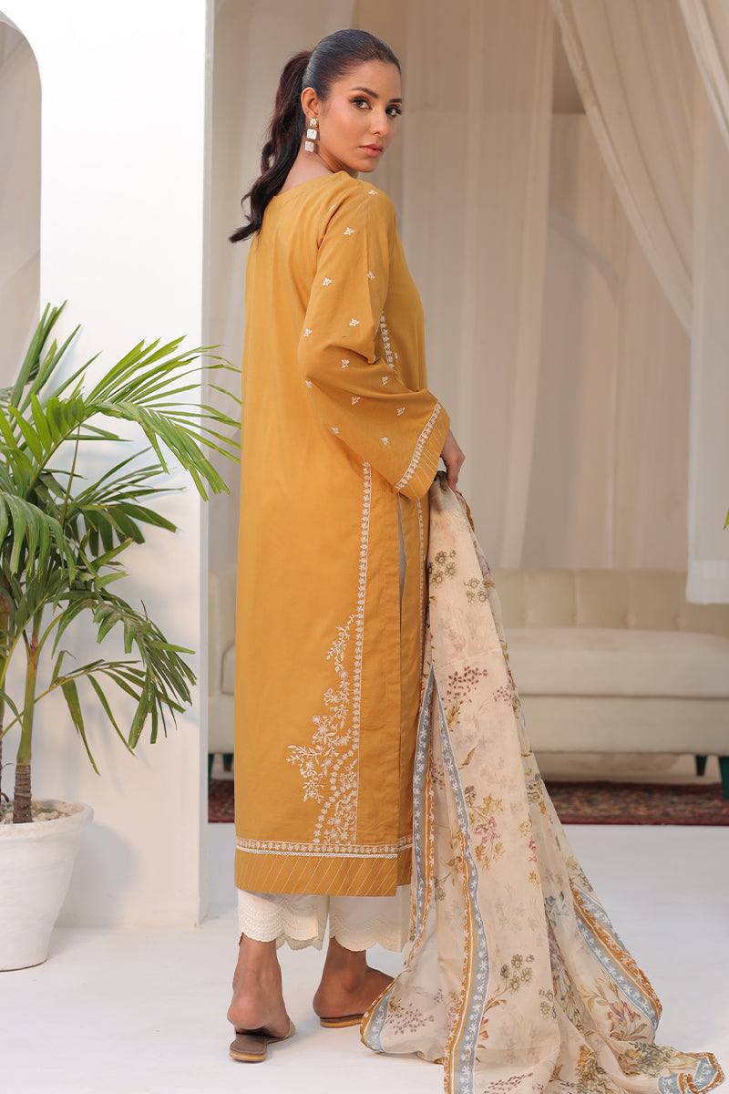 DC-2150 MUSTARD 2PCS EMBROIDERED KURTA WITH DUPATTA