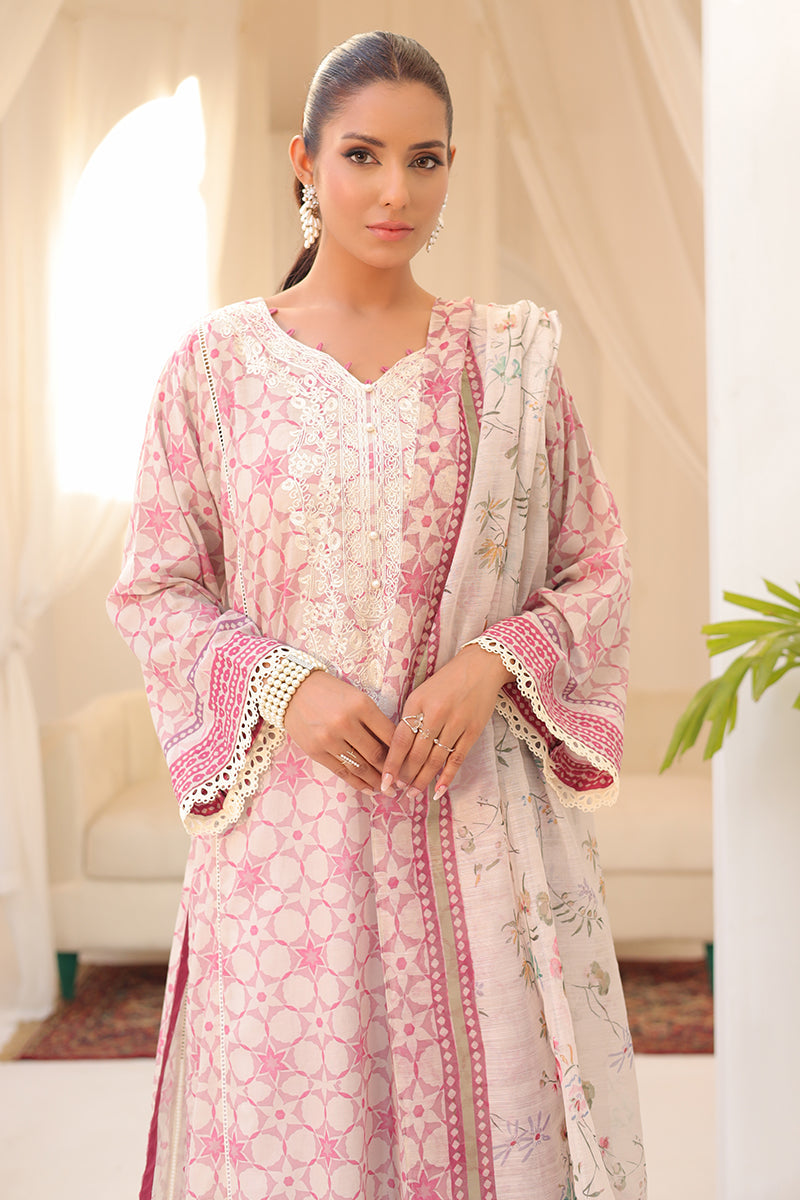 DC-2143 PINK 2PCS EMBROIDERED KURTA WITH DUPATTA