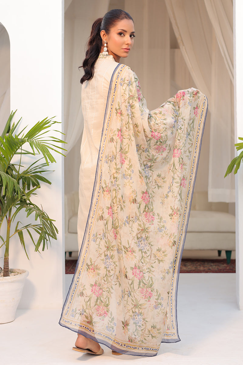 DC-2149 OFF WHITE 2PCS EMBROIDERED KURTA WITH DUPATTA