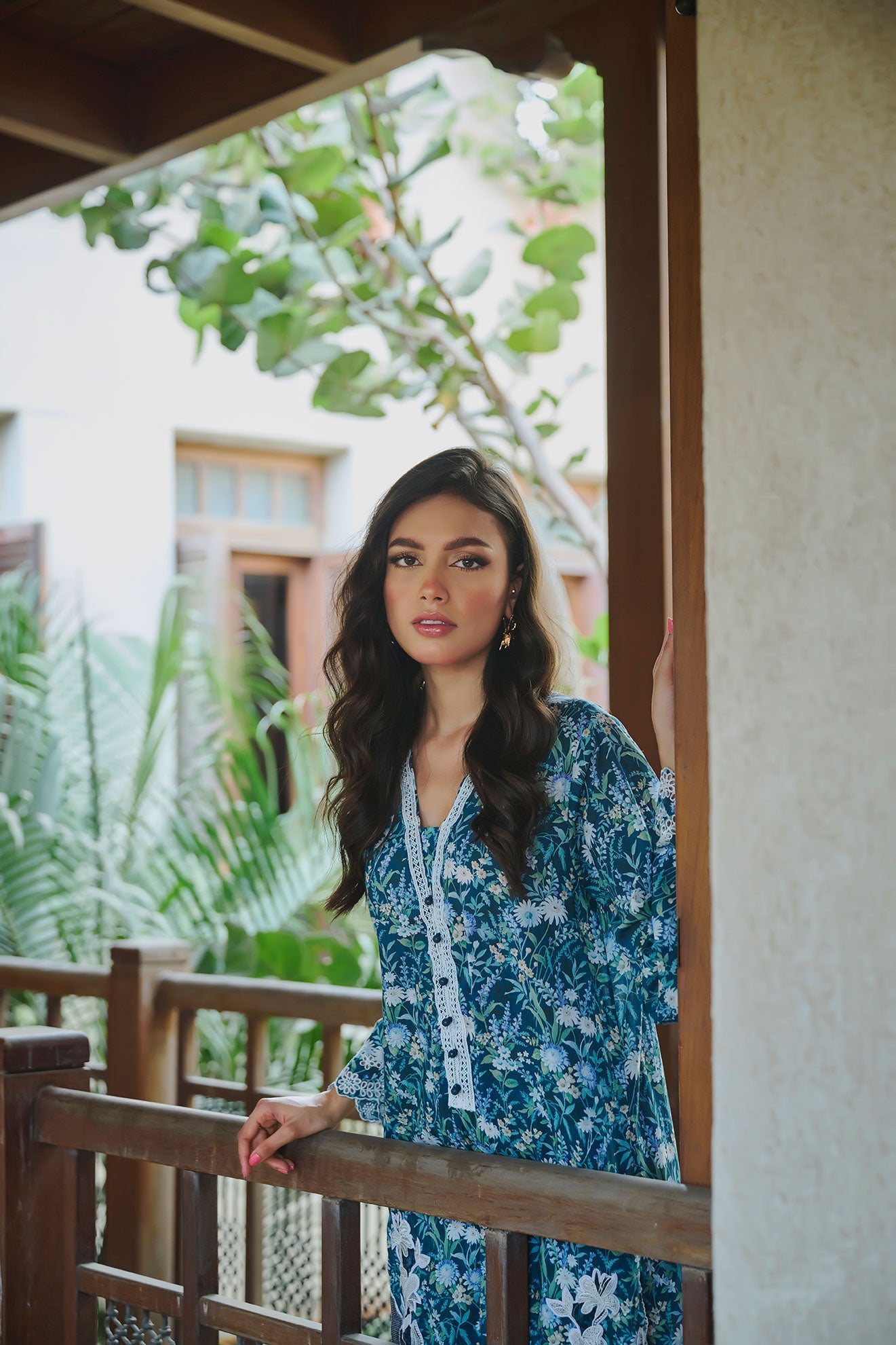 DC-2176 NAVY BLUE LAWN 2PCS PRINTED KURTA WITH TROUSER