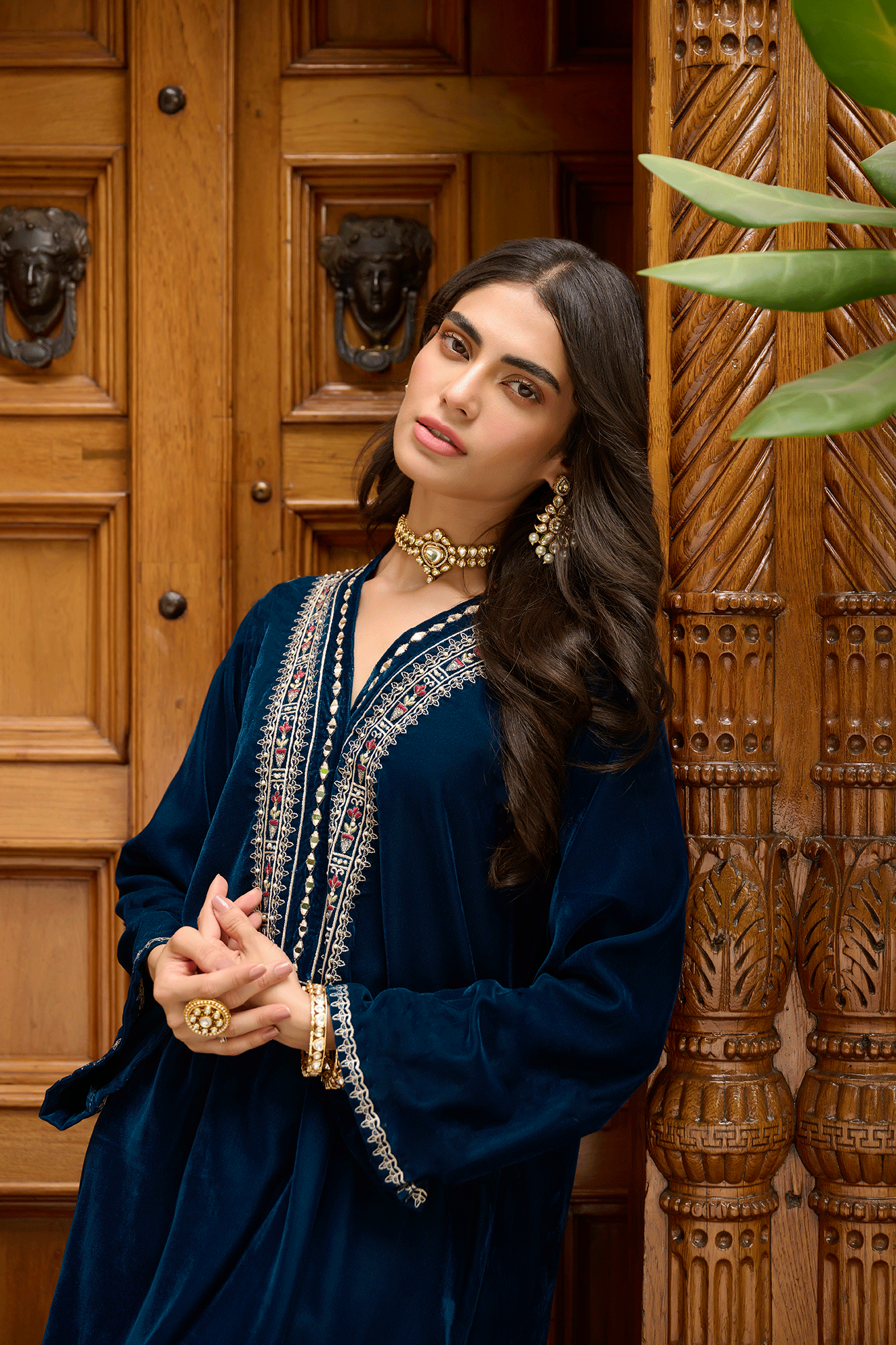 DA-1871 TURQUOISE BLUE EMBROIDERED KURTA