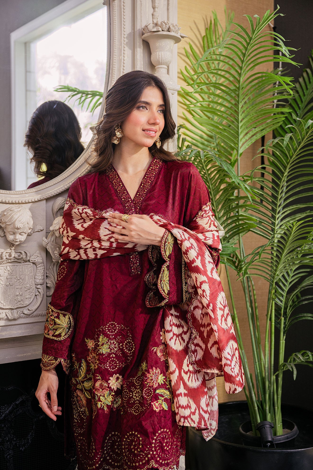 SS24DD-1185  MAROON DUPATTA