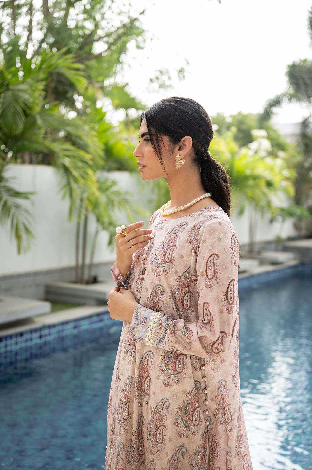SS24DA-2442 LIGHT PINK 2PCS HAND EMBELLISHED  SHIRT WITH TROUSER