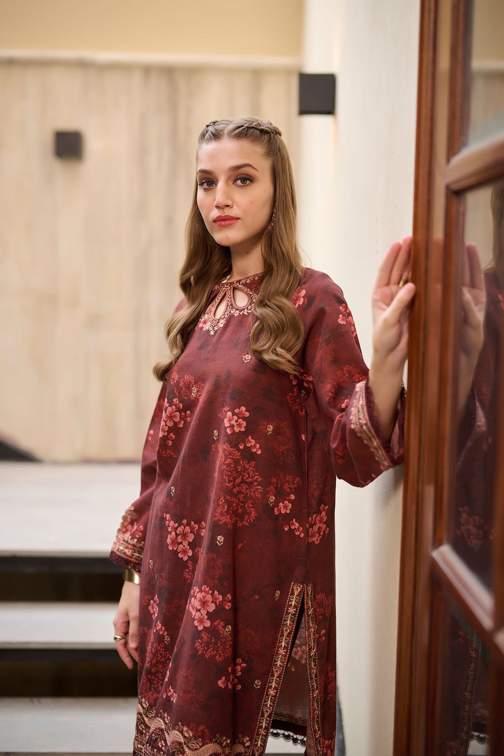 DC-2279 MAROON 2PCS  EMBROIDERED KURTA WITH TROUSER