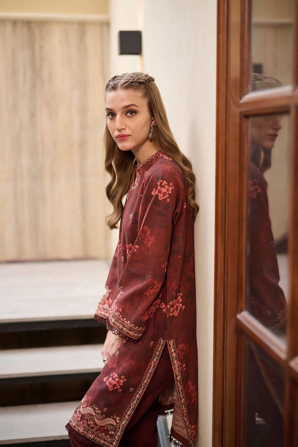 DC-2279 MAROON 2PCS  EMBROIDERED KURTA WITH TROUSER