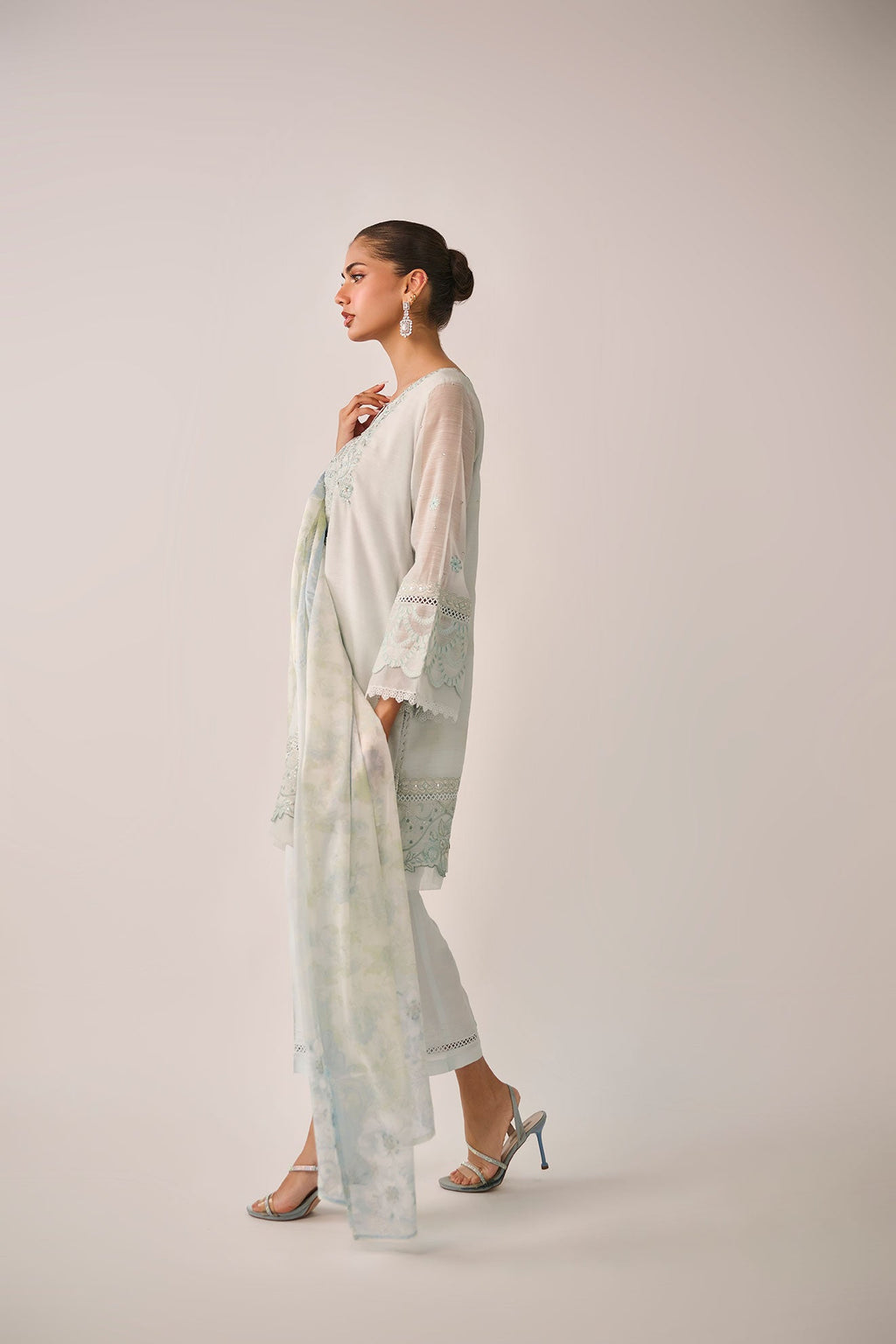SS24DA-2481   SKY BLUE  2PCS  EMBROIDERED KURTA WITH TROUSER