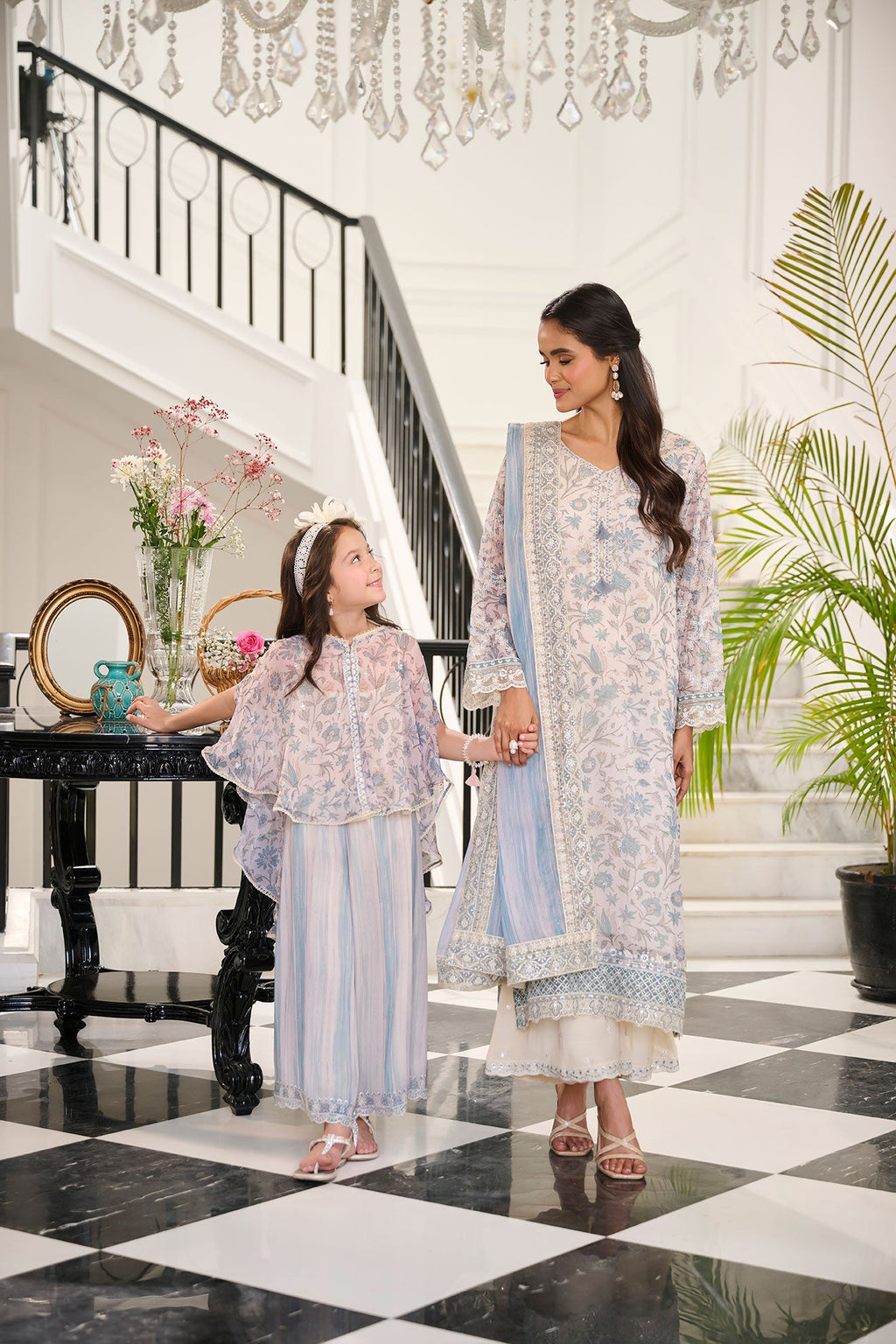 SS24DA-2365 SKY BLUE 2PCS  EMBROIDERED KURTA WITH TROUSER