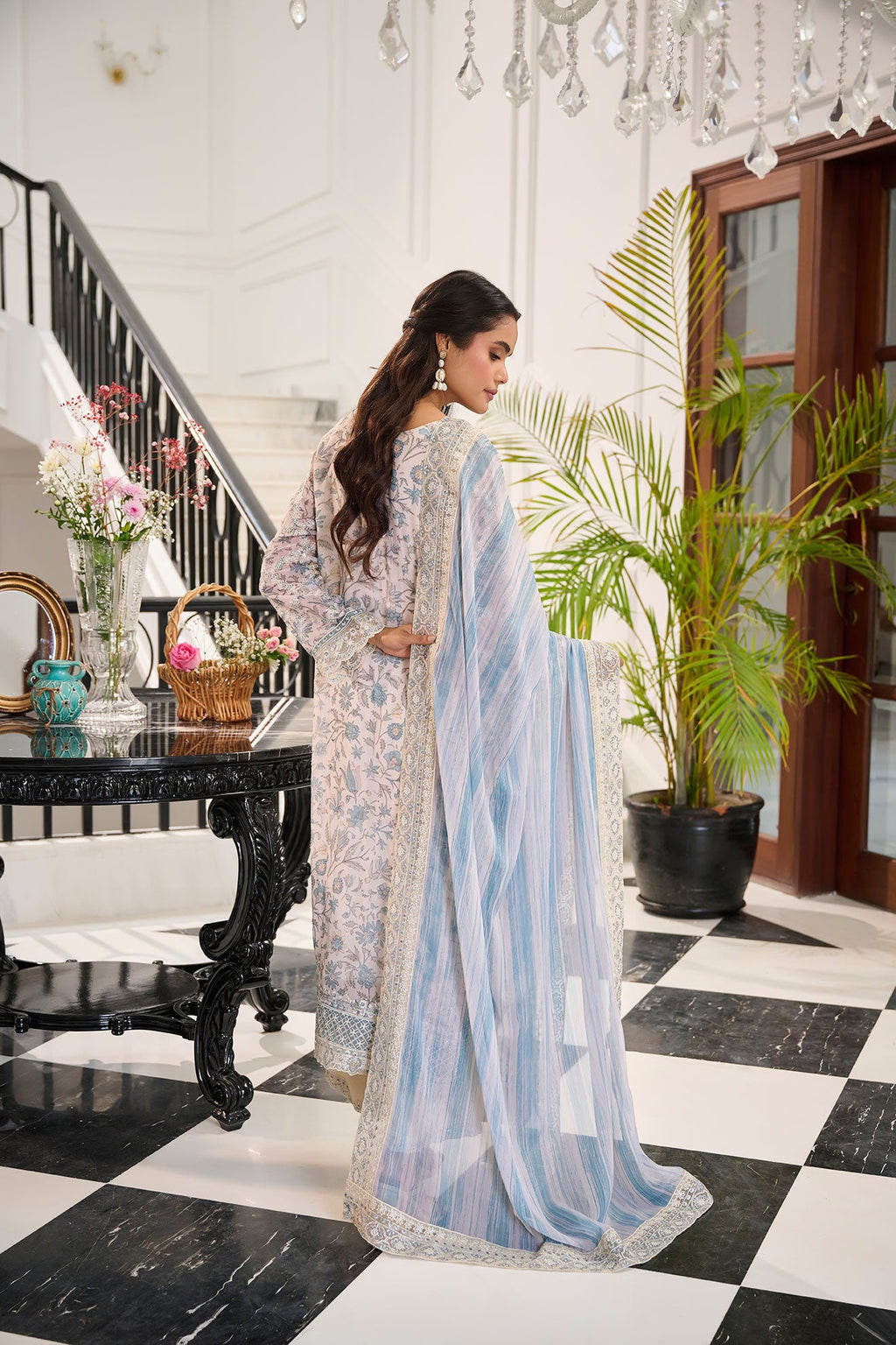 SS24DA-2365 SKY BLUE 2PCS  EMBROIDERED KURTA WITH TROUSER