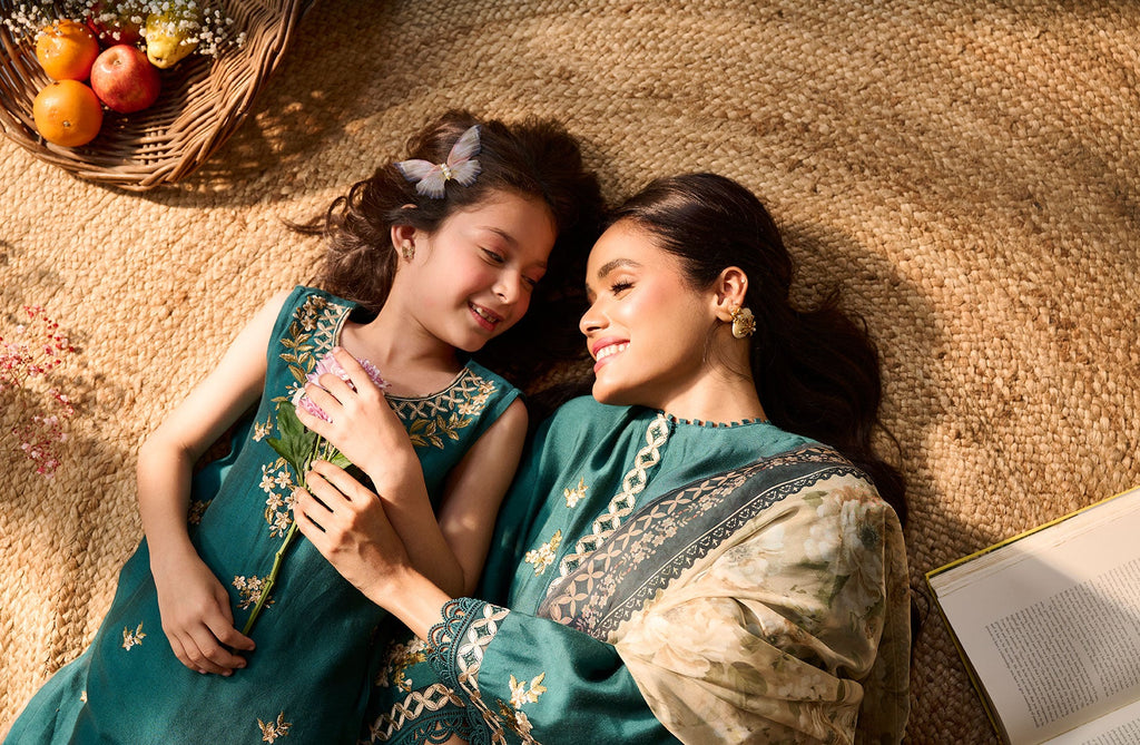 SS24DA-2384 DARK GREEN 2PCS  EMBROIDERED KURTA WITH TROUSER