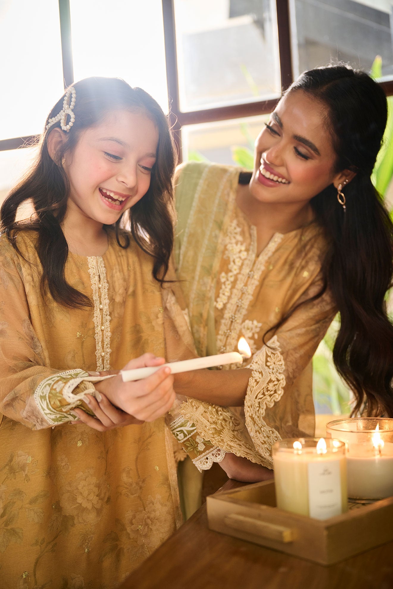 SS24DA-2386 MUSTARD 2PCS  EMBROIDERED KURTA WITH TROUSER
