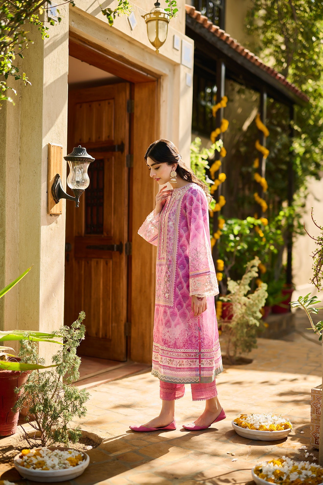 SS24DA-2397   PURPLE  2PCS  EMBROIDERED KURTA WITH TROUSER