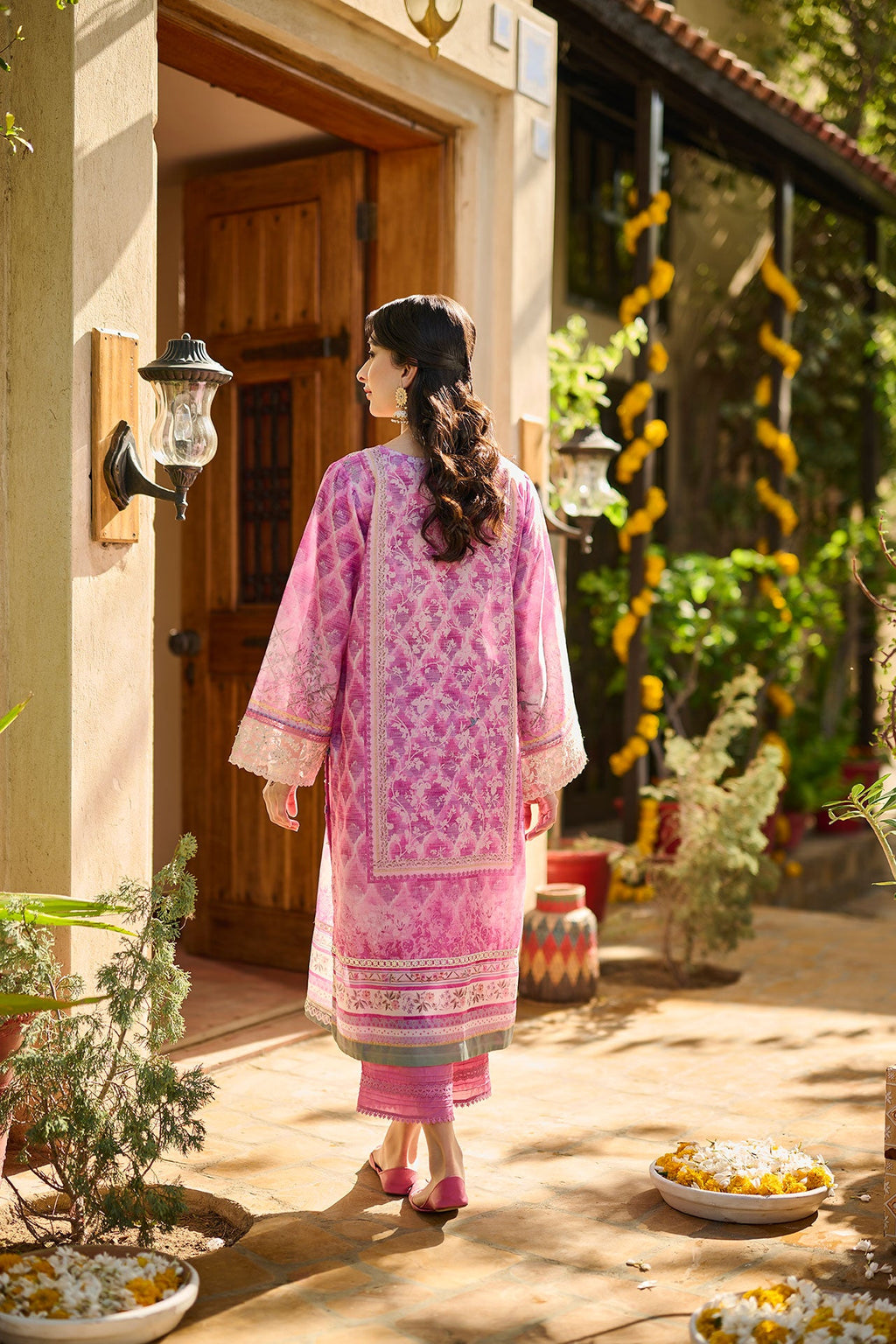 SS24DA-2397   PURPLE  2PCS  EMBROIDERED KURTA WITH TROUSER