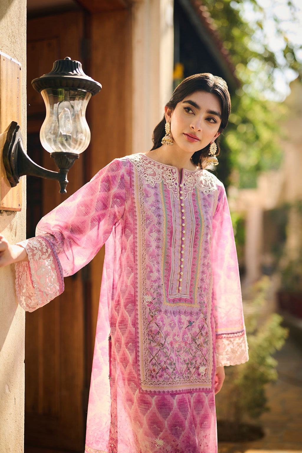 SS24DA-2397   PURPLE  2PCS  EMBROIDERED KURTA WITH TROUSER