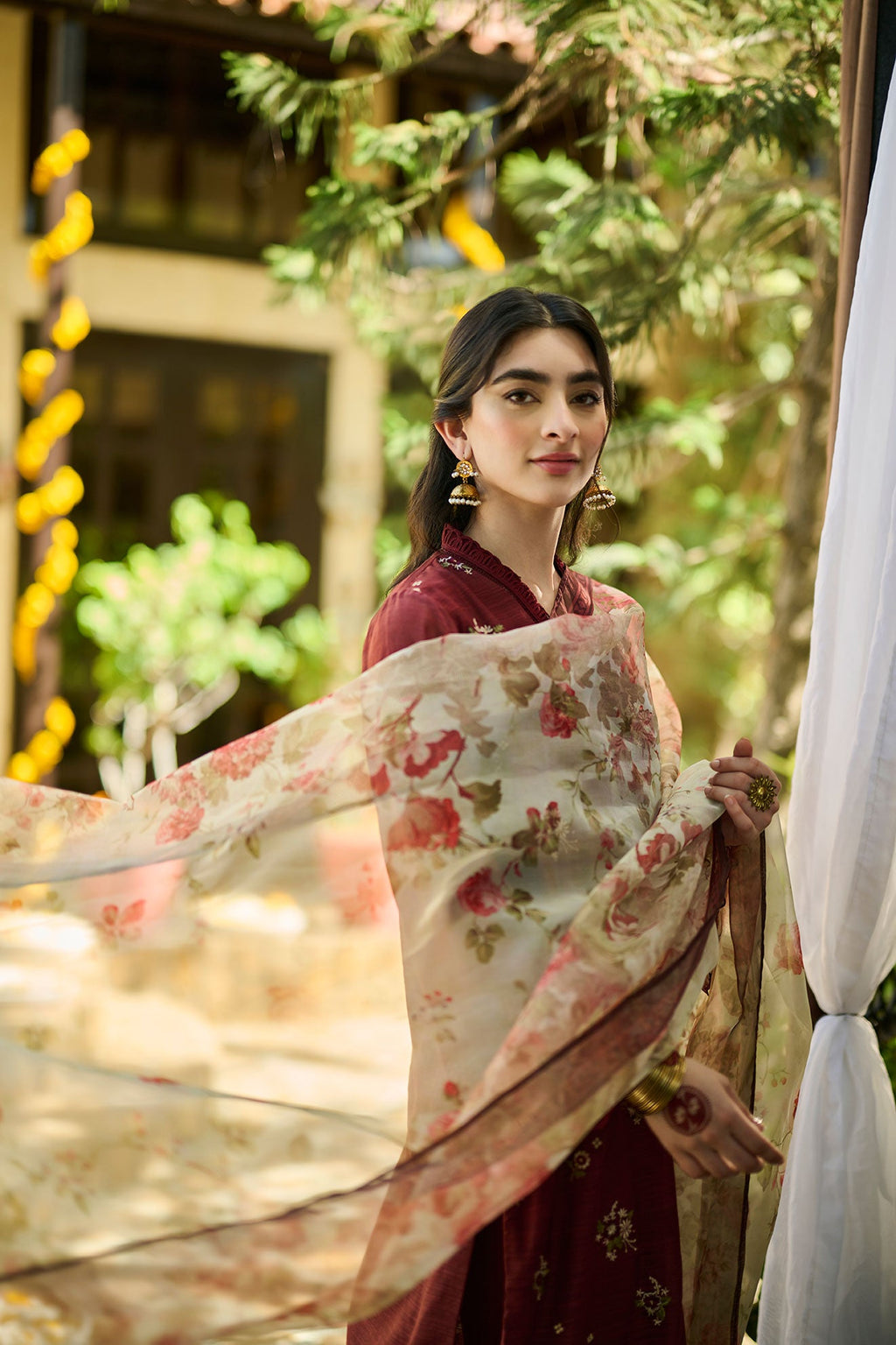 SS24DA-2388   MAROON  2PCS  EMBROIDERED KURTA WITH TROUSER