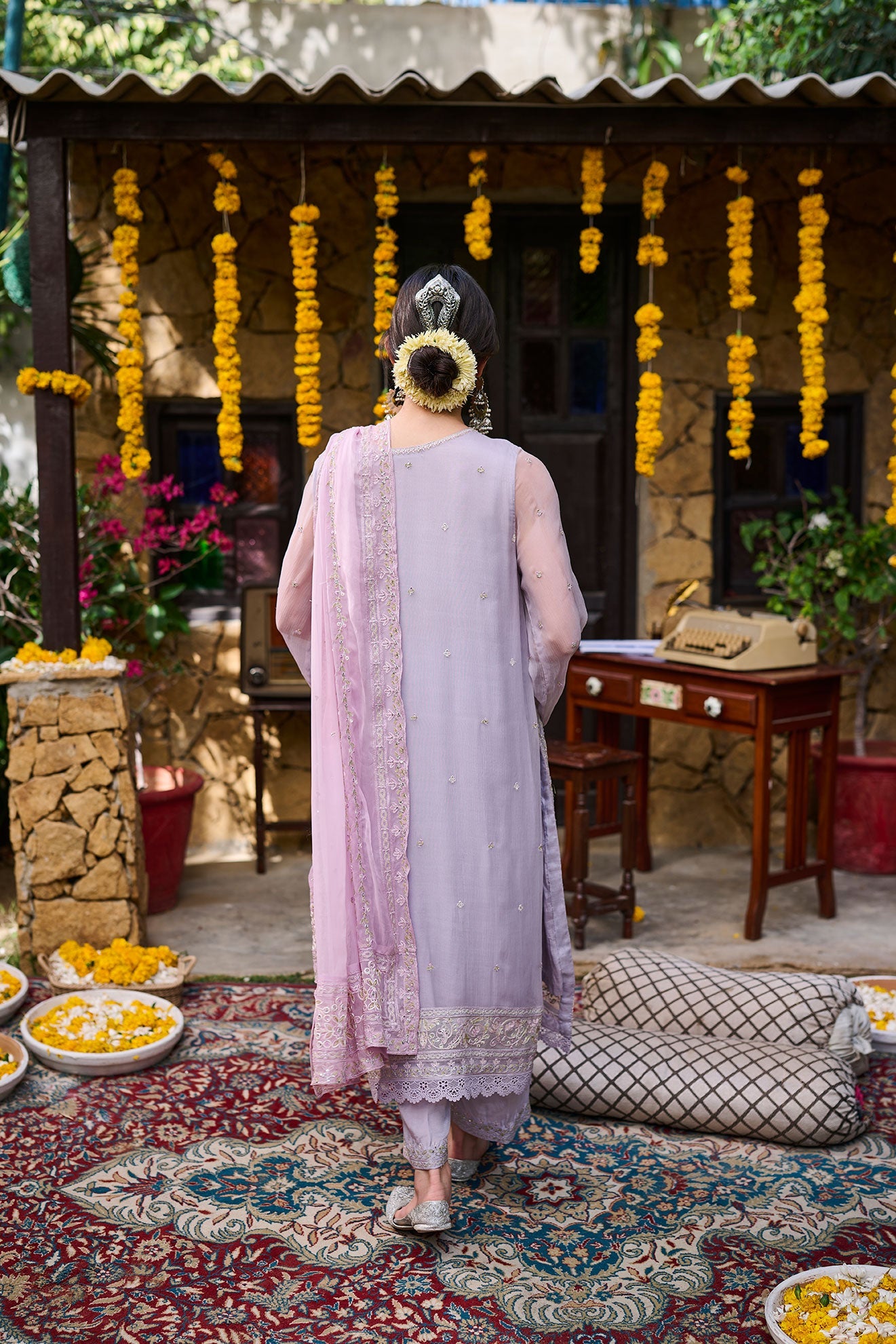 SS24DA-2371   PURPLE  2PCS  EMBROIDERED KURTA WITH TROUSER