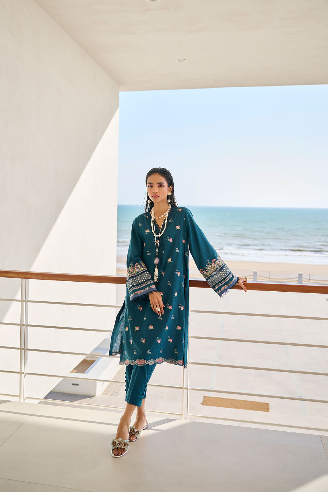 SS24DC-2315 NAVY BLUE LAWN 2PCS DYED KURTA WITH TROUSER