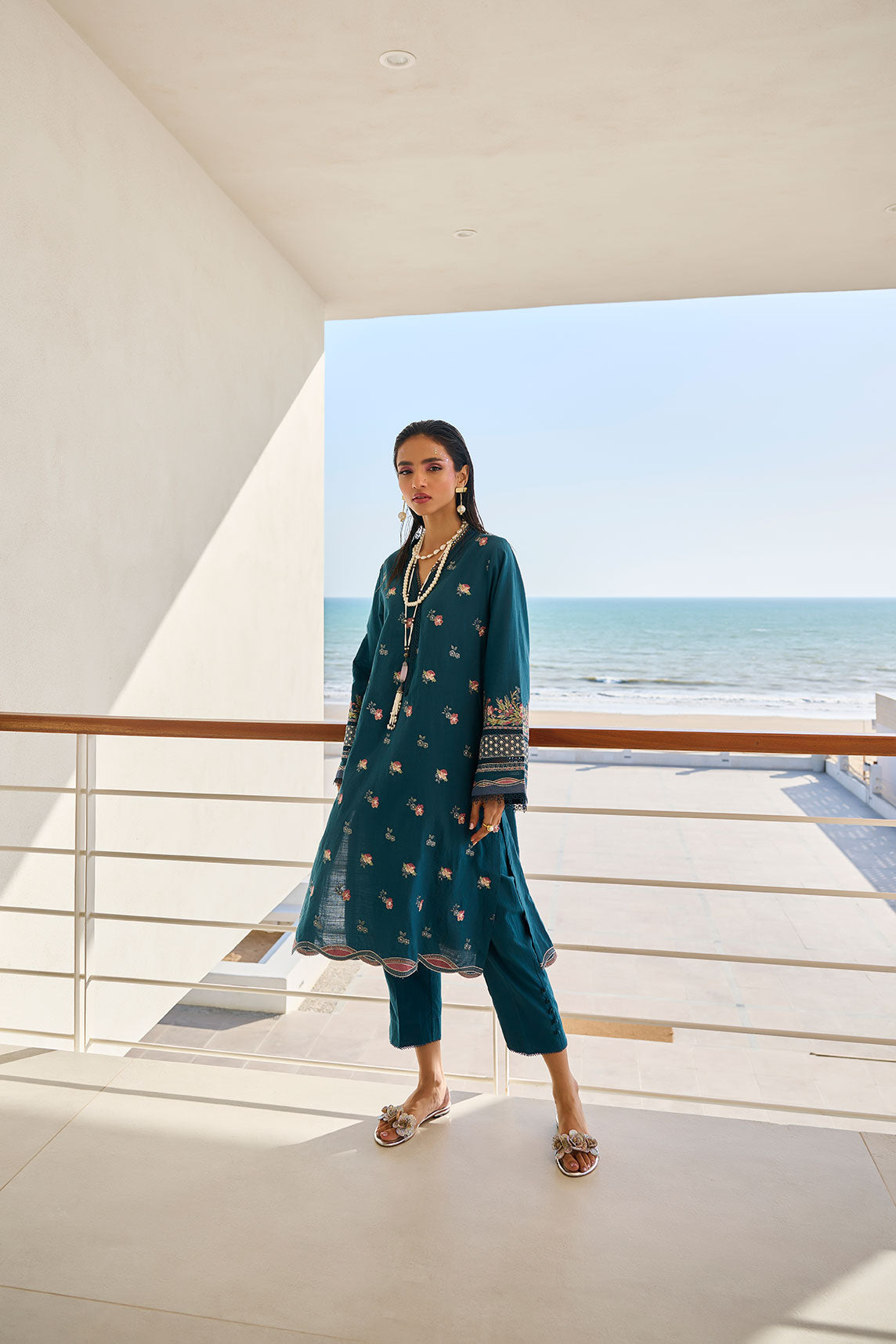 SS24DC-2315 NAVY BLUE LAWN 2PCS DYED KURTA WITH TROUSER