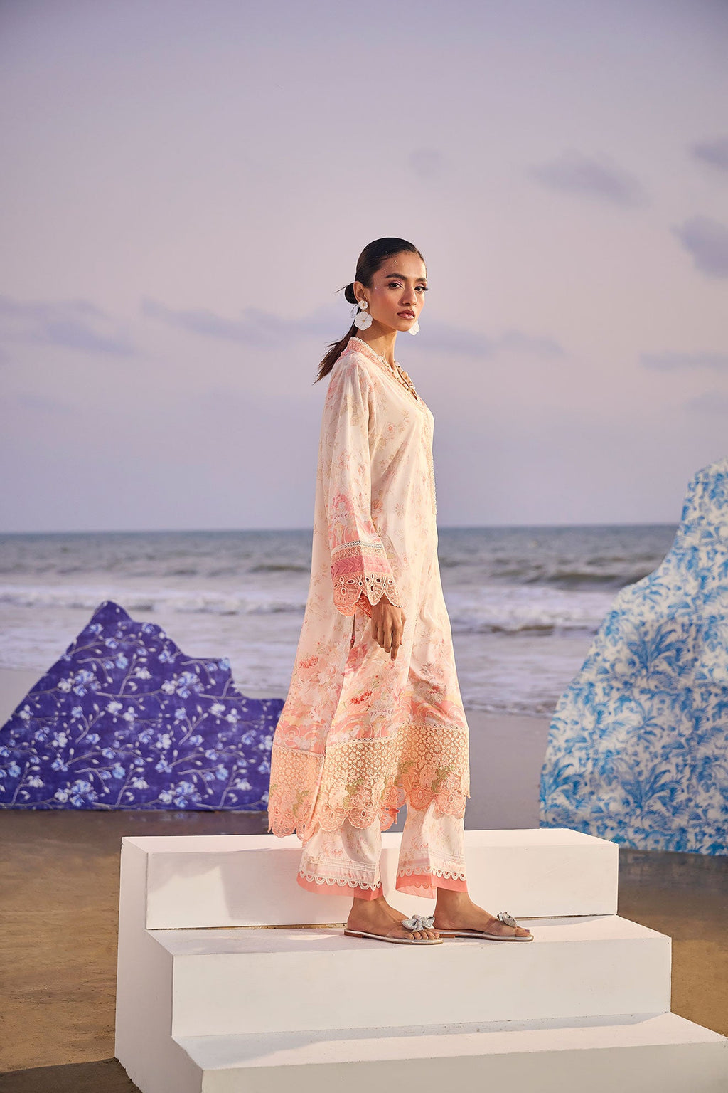SS24DC-2309 PEACH LAWN 2PCS PRINTED KURTA WITH TROUSER