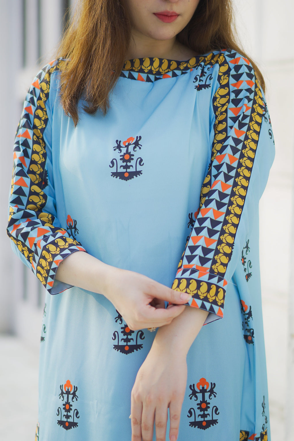 Printed Soft Crepe Shirt with Dolman Sleeves