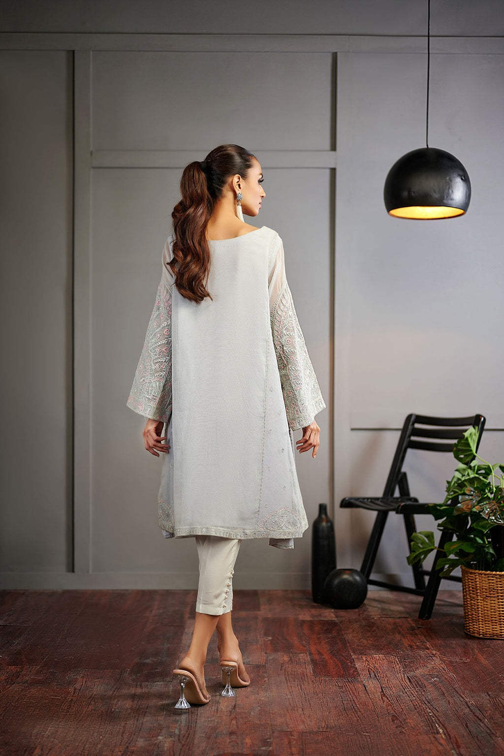 DA-1506 SKY-BLUE EMBROIDERED KURTA