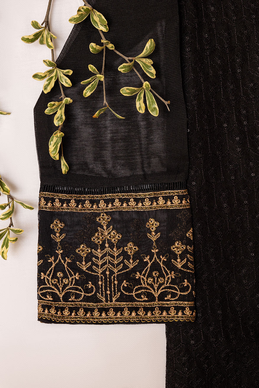 DA-1641 BLACK EMBROIDERED KURTA