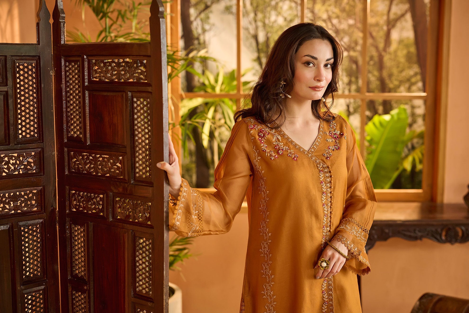 DA-1692 MUSTARD EMBROIDERED KURTA