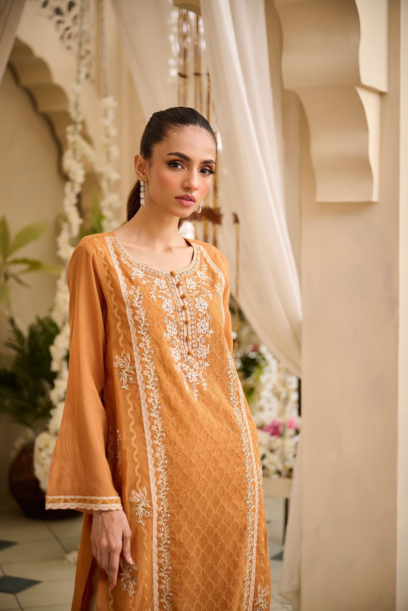 DA-1755 ORANGE EMBROIDERED KURTA