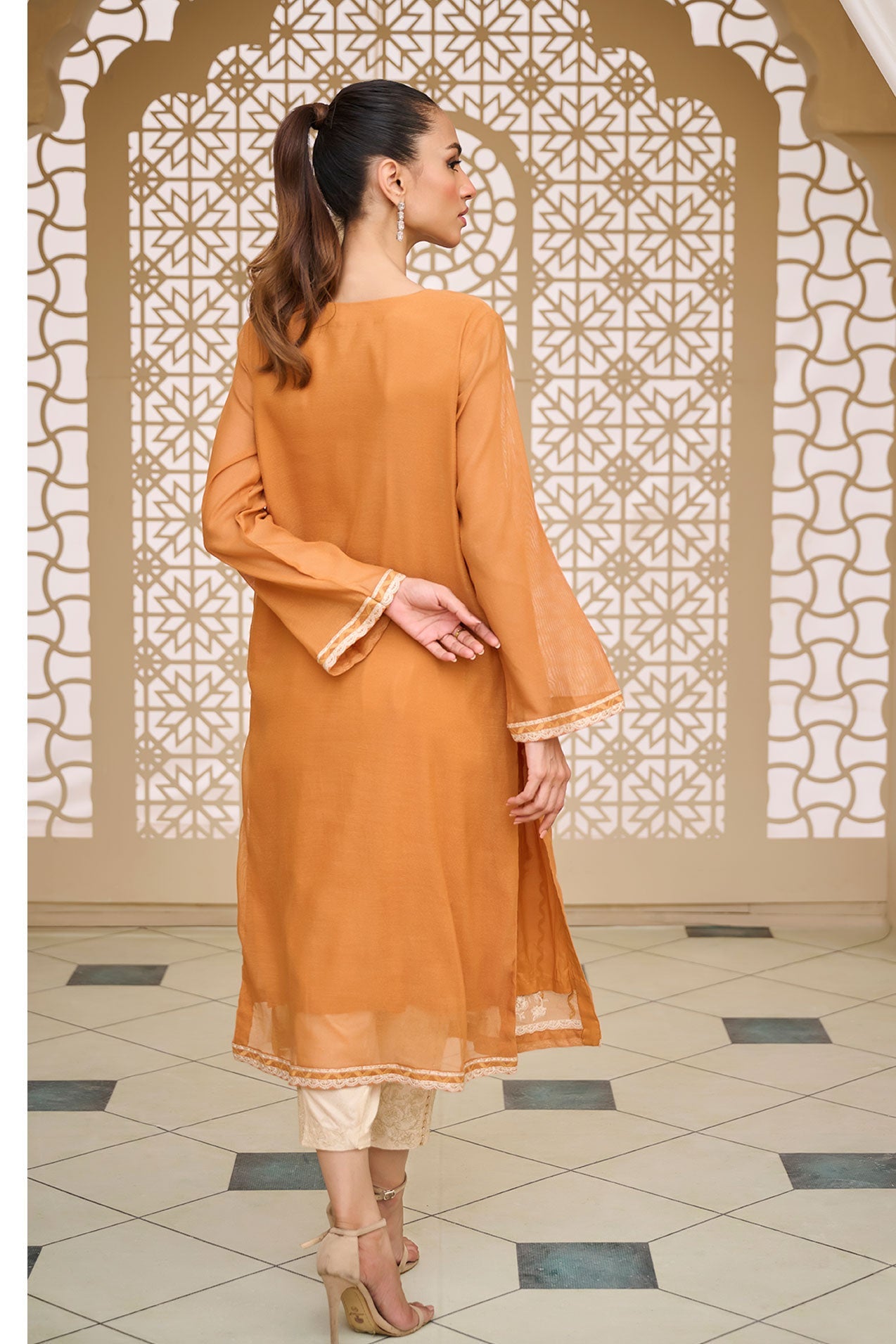 DA-1755 ORANGE EMBROIDERED KURTA