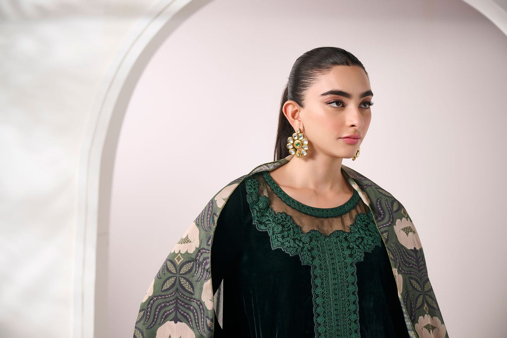 FW24DD-1896  DARK GREEN DUPATTA
