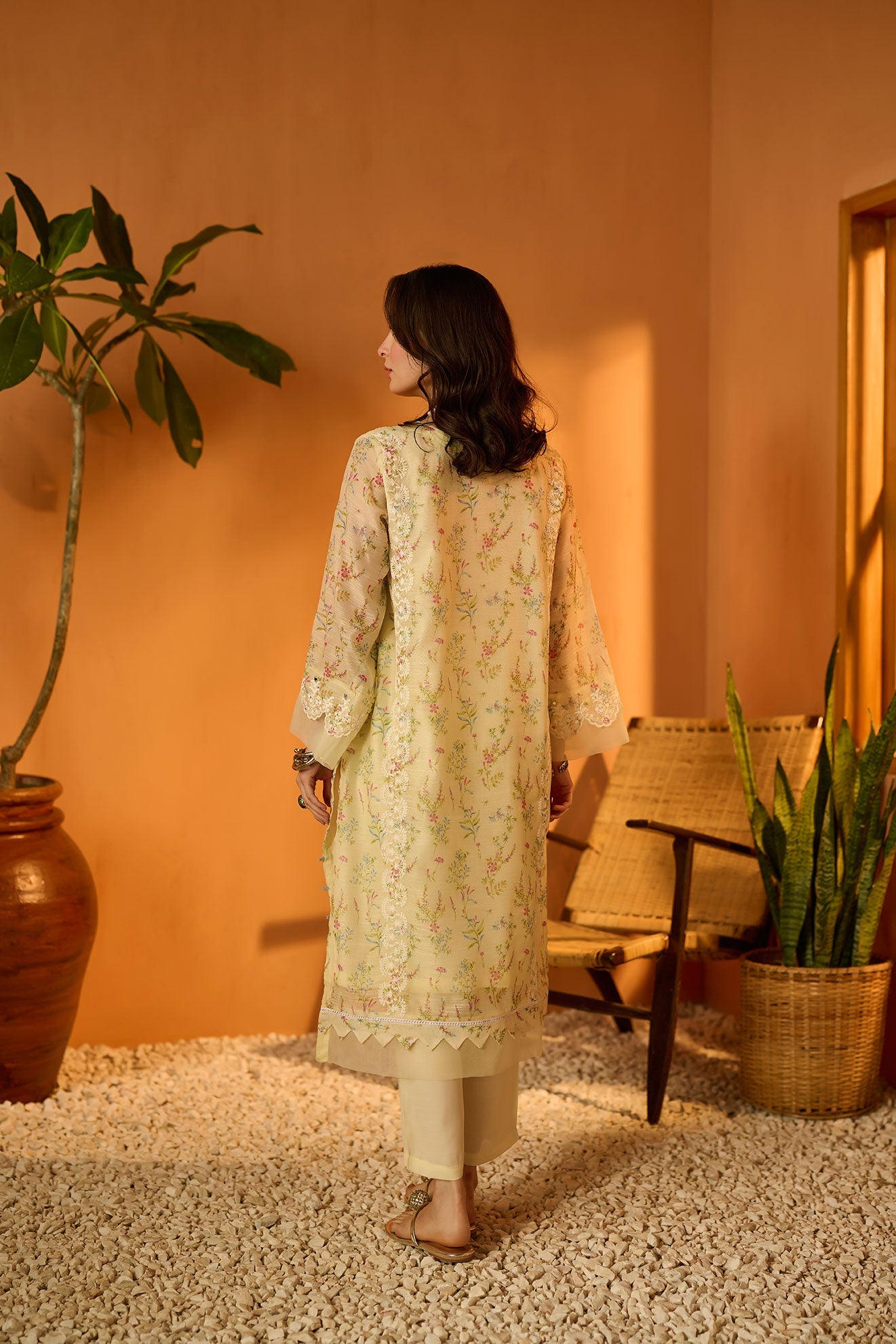 DA-2069 LEMON EMBROIDERED KURTA
