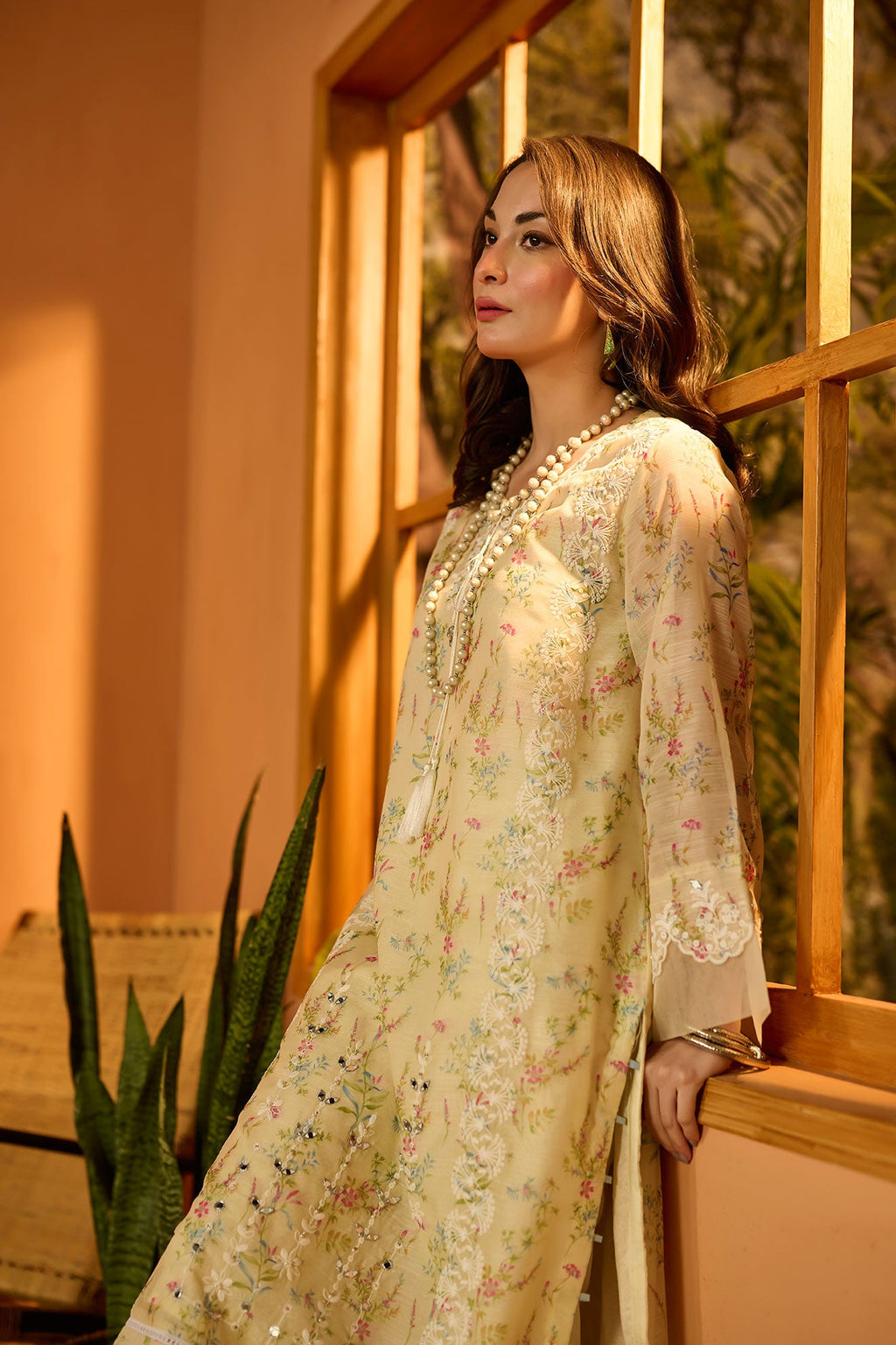DA-2069 LEMON EMBROIDERED KURTA