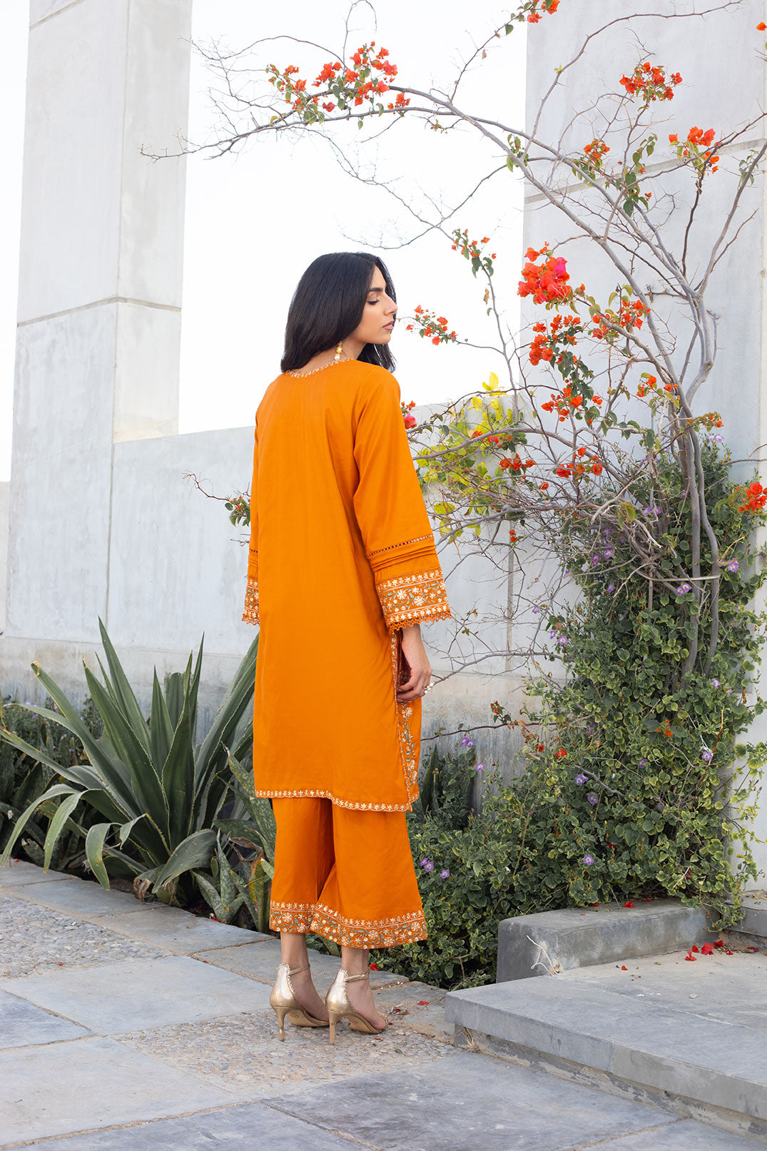 DA-2304 MUSTARD EMBROIDERED KURTA WITH TROUSER