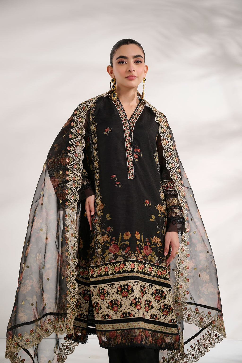 SS24DD-2469  BLACK DUPATTA