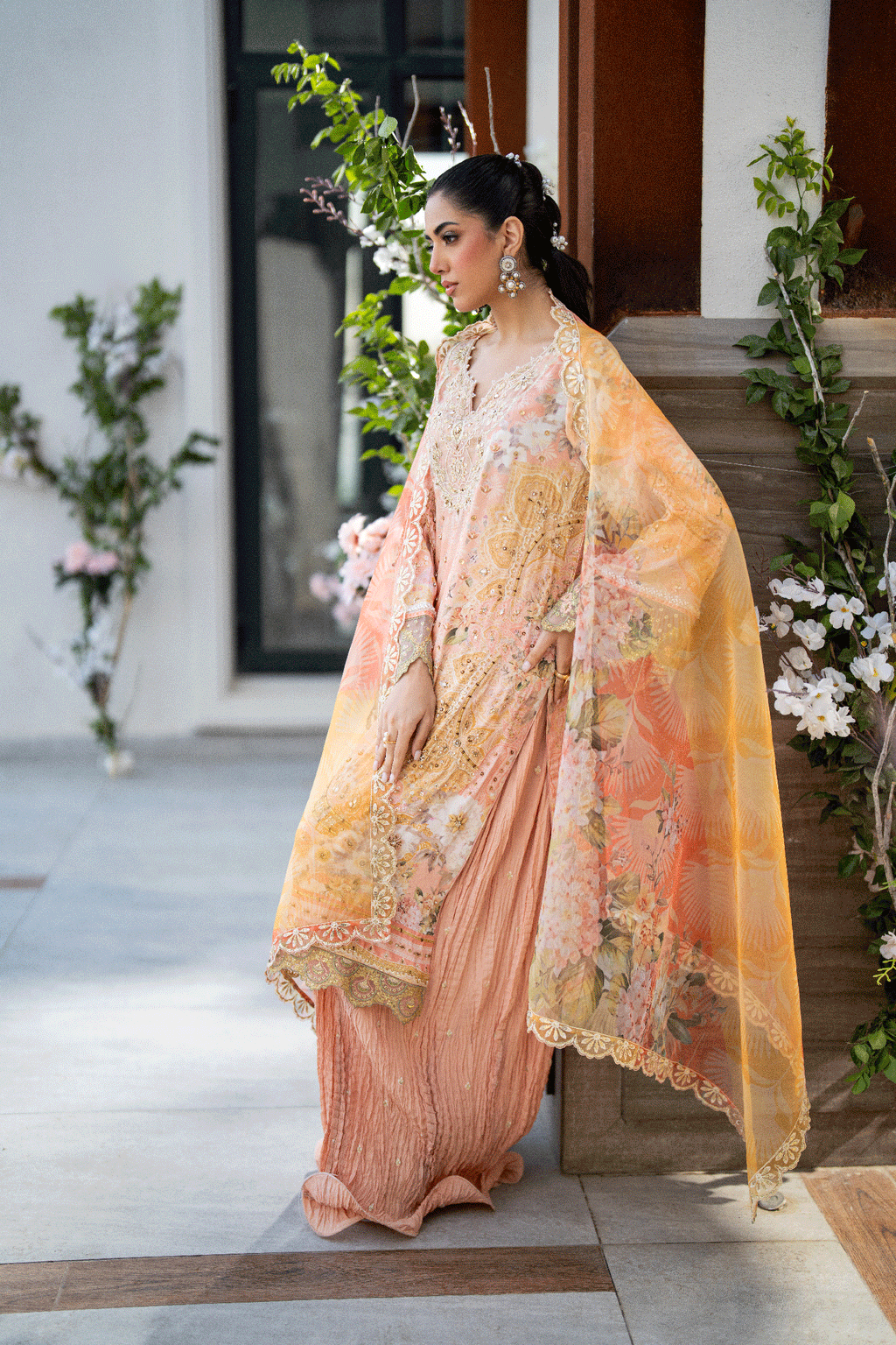 SS25DD-2687 PEACH DUPATTA