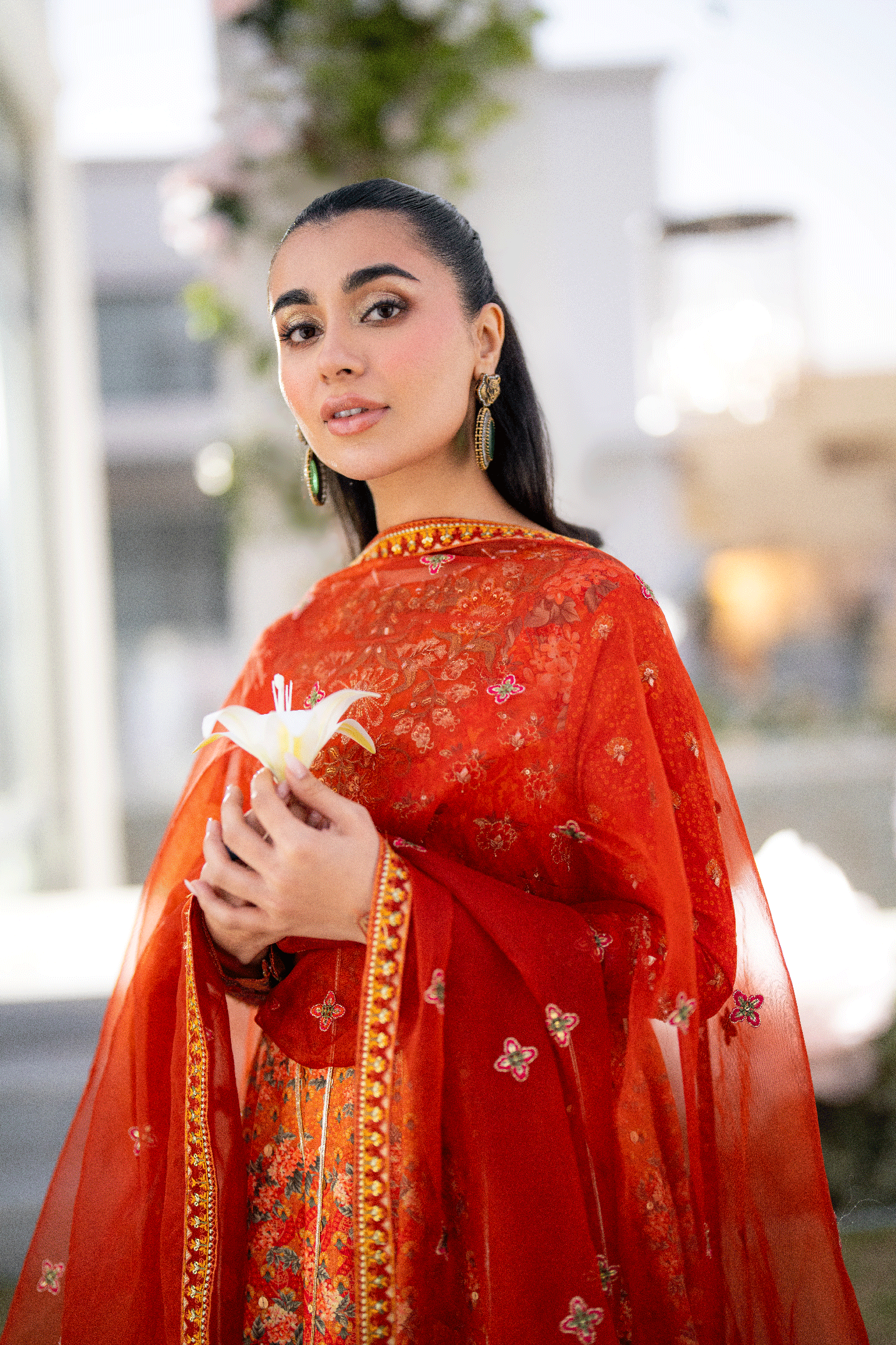 SS25DD-2697 ORANGE DUPATTA