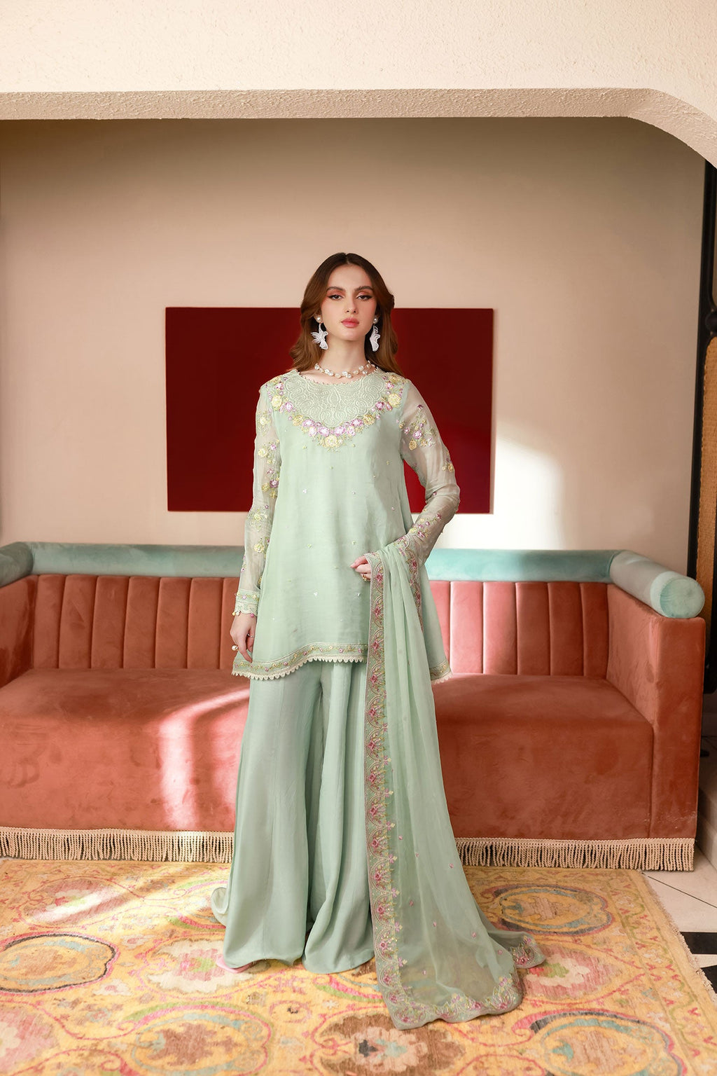 SS25DD-2712  L-GREEN DUPATTA