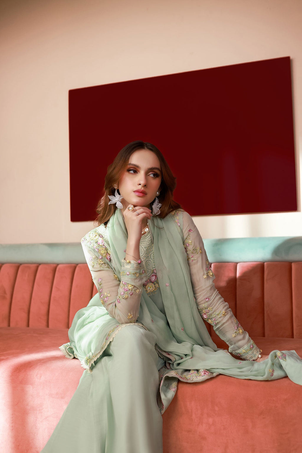 SS25DD-2712  L-GREEN DUPATTA