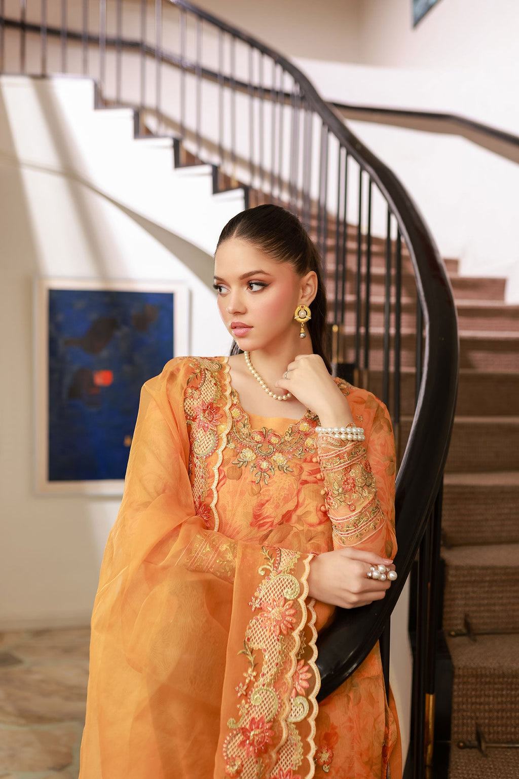 SS25DD-2716  ORANGE DUPATTA