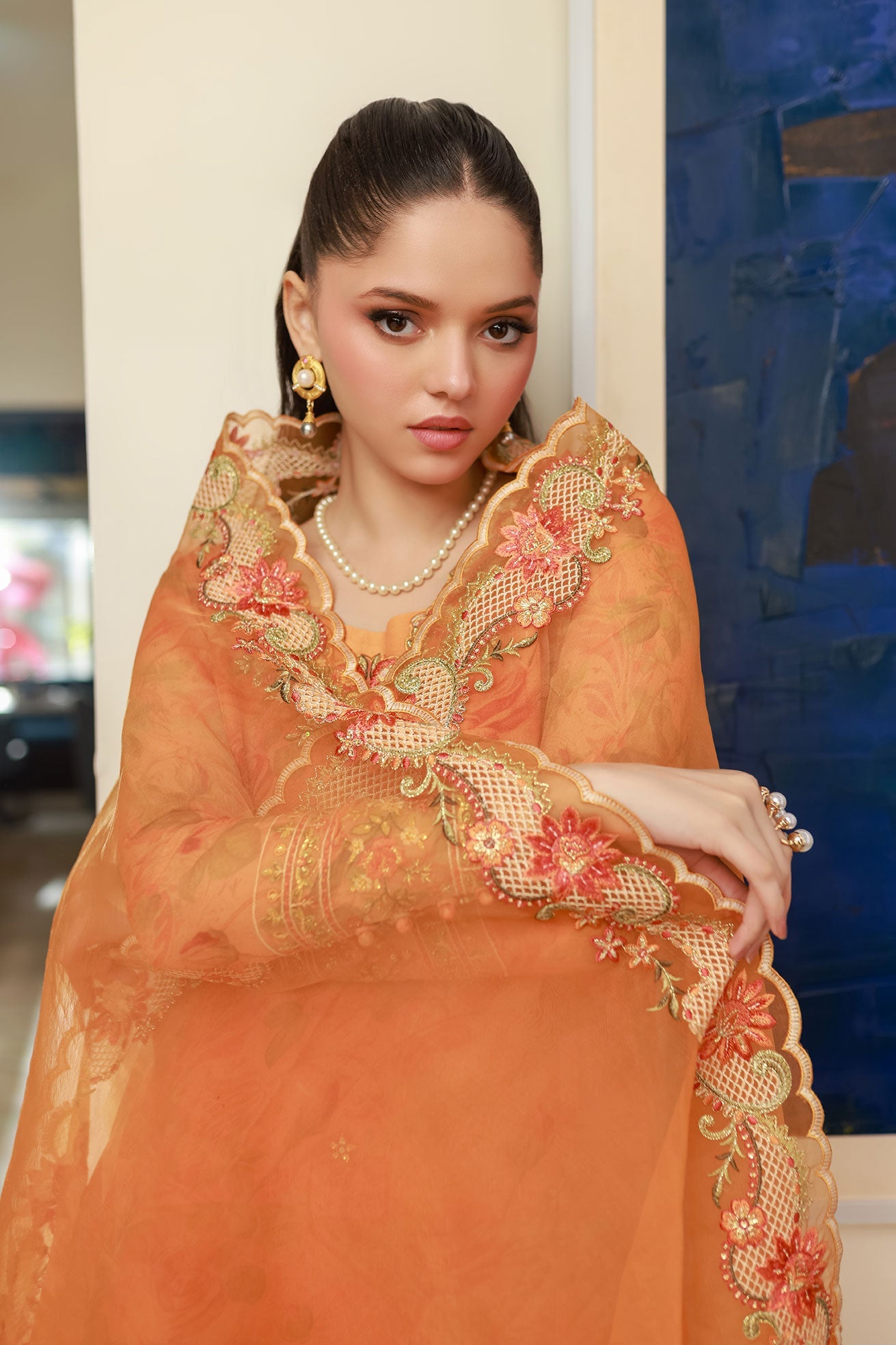 SS25DD-2716  ORANGE DUPATTA