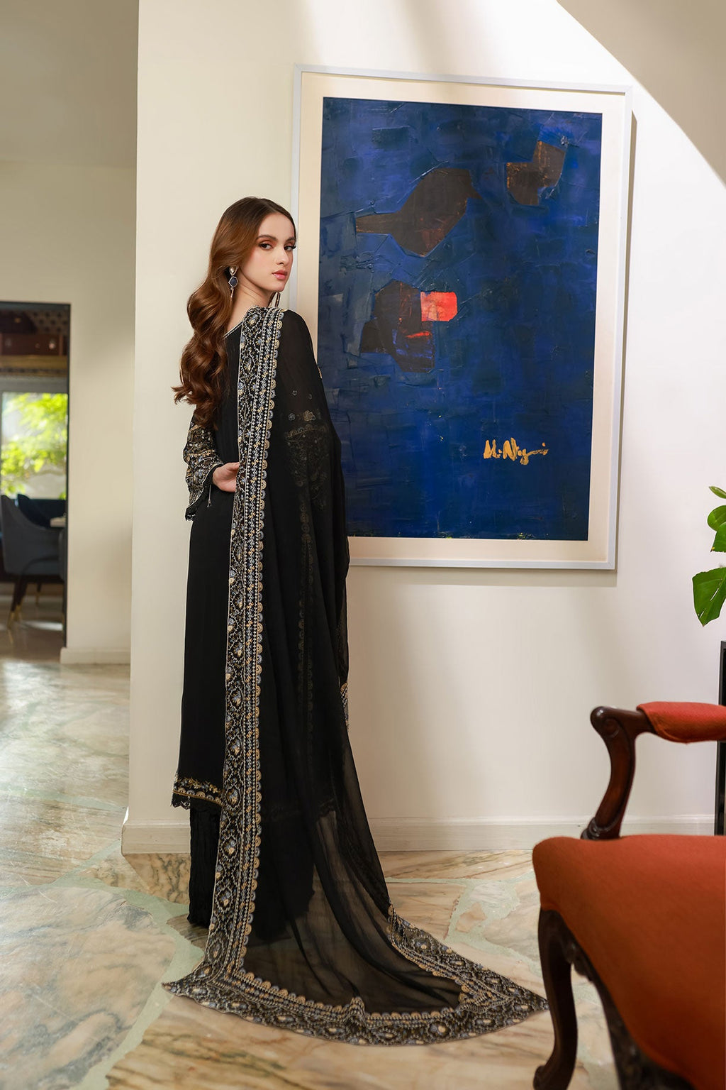 SS25DD-2720  BLACK DUPATTA