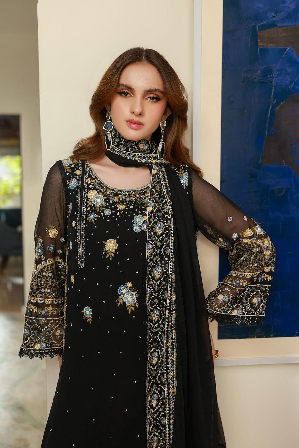 SS25DD-2720  BLACK DUPATTA