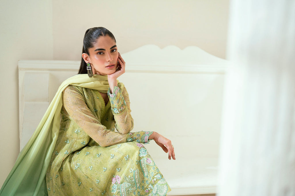 SS25DD-2729  L-GREEN TIE DYE DUPATTA