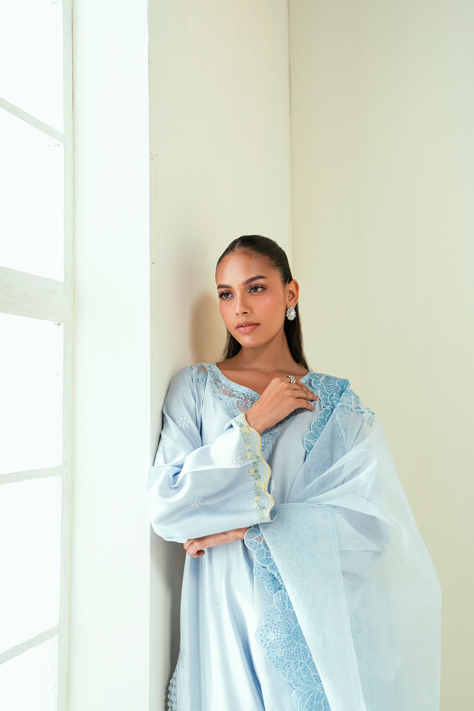 SS25DA-2731 SKY BLUE  1PCS EMBROIDERED KURTA