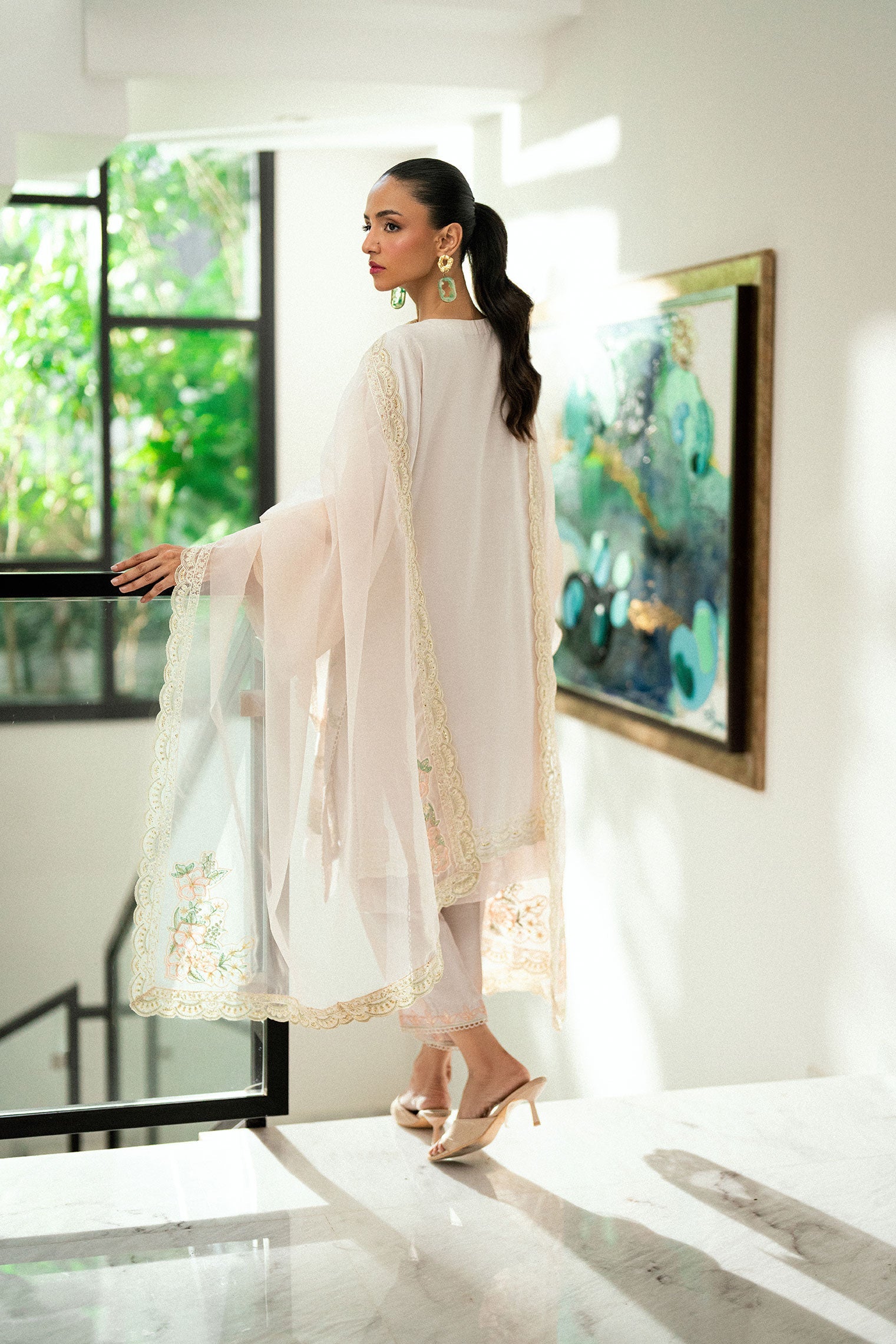SS24DD-2735 PEACH EMBROIDERED DUPATTA