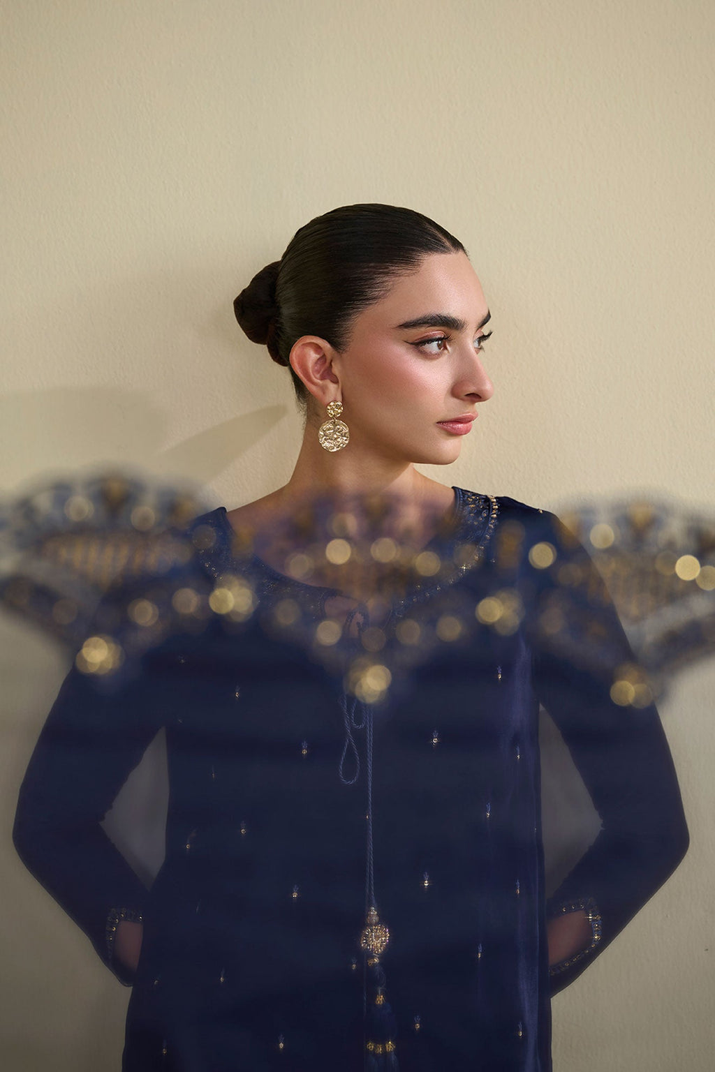 FW25DA-2810  NAVY BLUE  2PCS  EMBROIDERED KURTA WITH TROUSER
