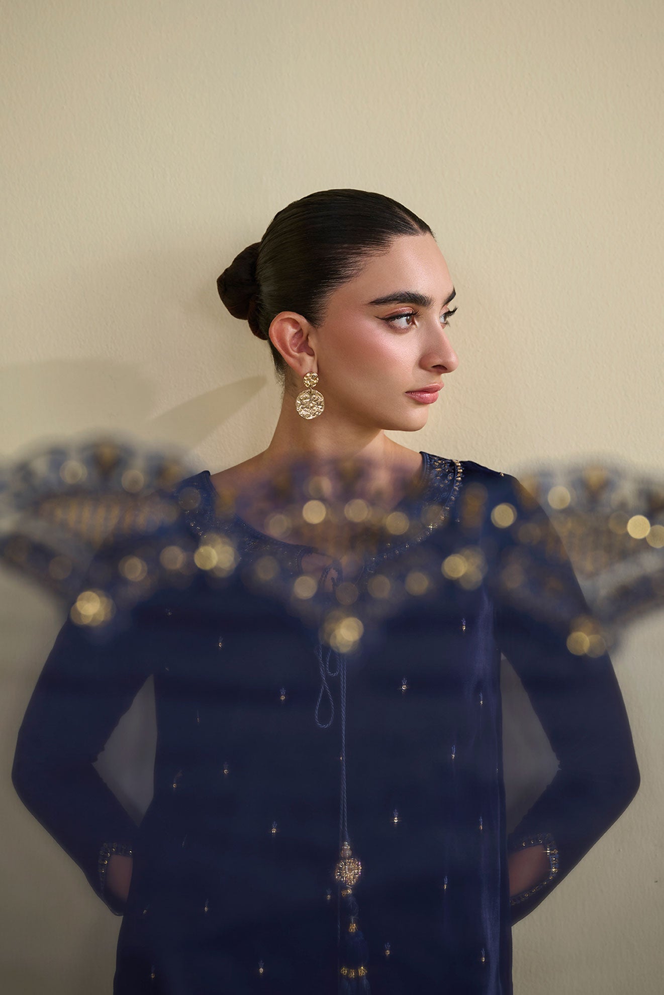 FW25DA-2810  NAVY BLUE  2PCS  EMBROIDERED KURTA WITH TROUSER