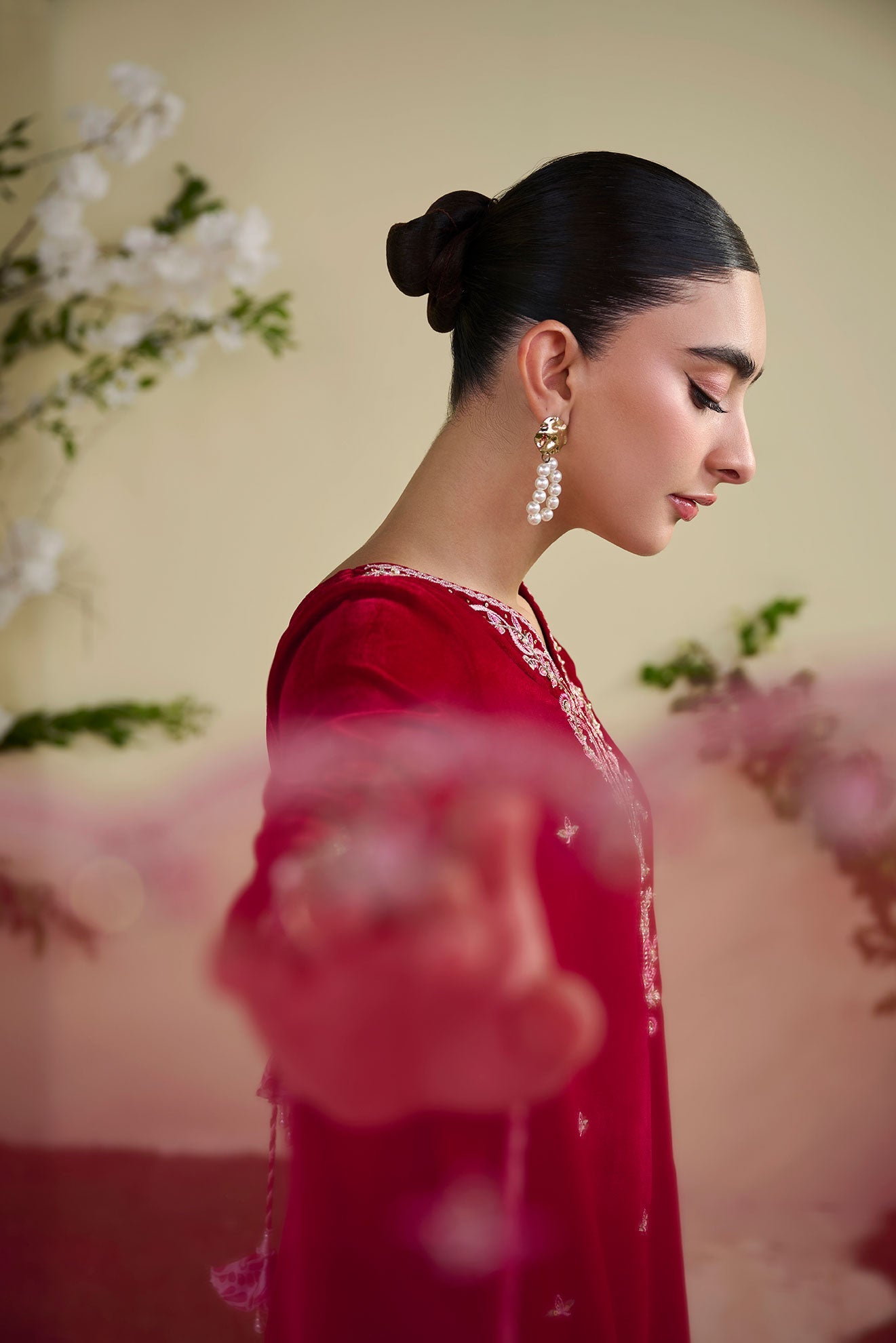 FW25DD-2820  MAROON  EMBROIDERED  DUPATTA